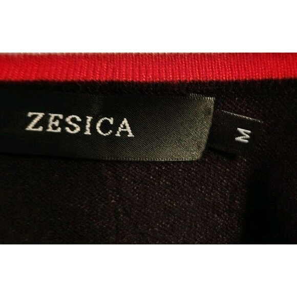 Zesica Sweater Size M Gold Buttons Dark Blue Red White Blue Stripes - Picture 3 of 8